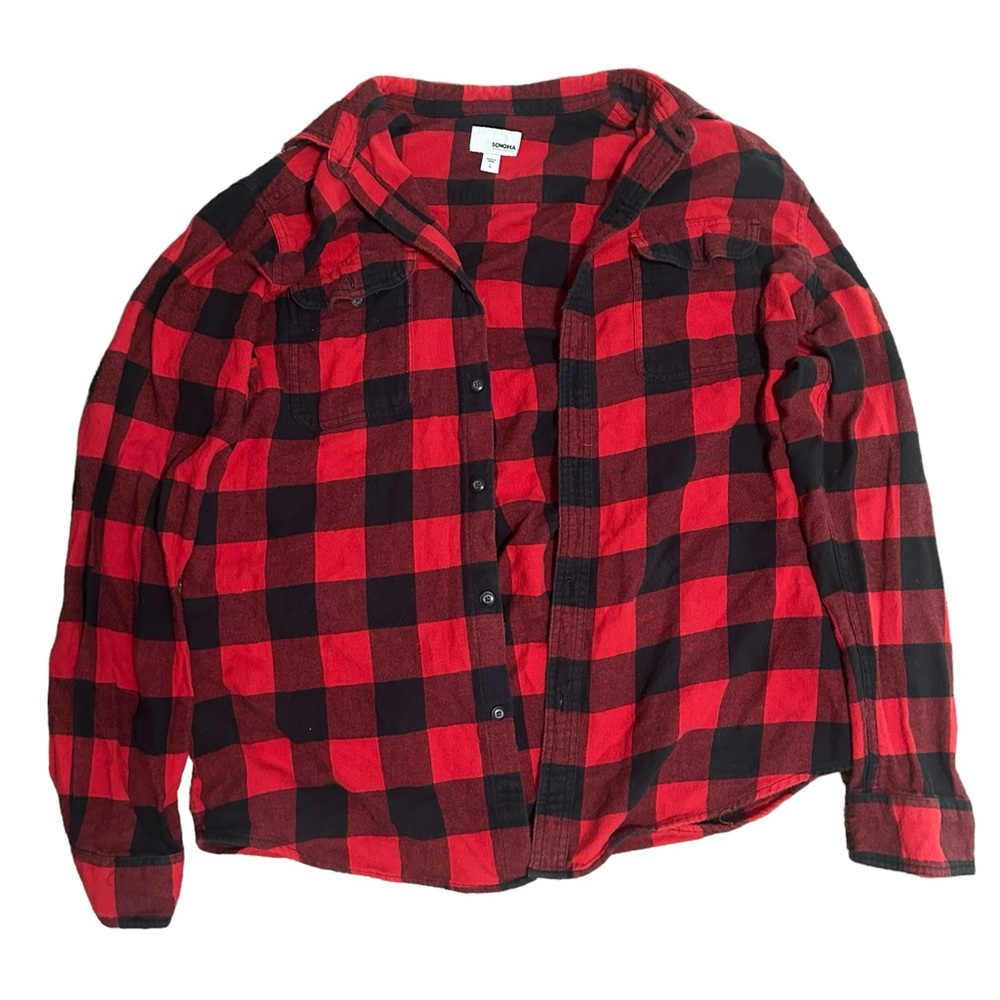 Sonoma men’s Red and black buffalo plaid flannel shirt #flannelshirt
